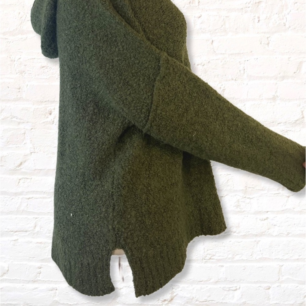 A New Day Womens Hooded Sweater Size Large Green Boucle Yarn Wool Pullover - Picture 10 of 14